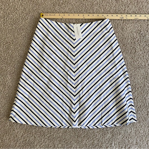 NWT Banana Republic Blue and White Midi A-Line Striped Skirt Lined, Zip, size 4 - Picture 4 of 7